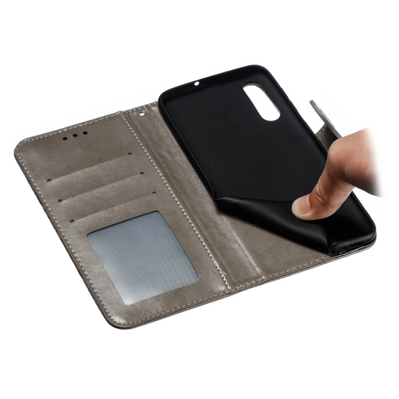 For Samsung Galaxy A50/A50s/A30s  Imprint Mandala Flower Leather Wallet Case Phone Cover - Grey
