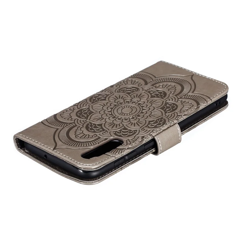 For Samsung Galaxy A50/A50s/A30s  Imprint Mandala Flower Leather Wallet Case Phone Cover - Grey