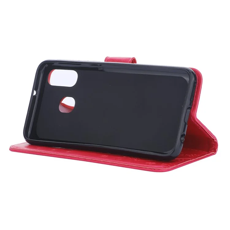 Für Samsung Galaxy A40 Impressgloter Butterfly Blume Leder Brieftasche Hülle Deckung Telefon - Rose