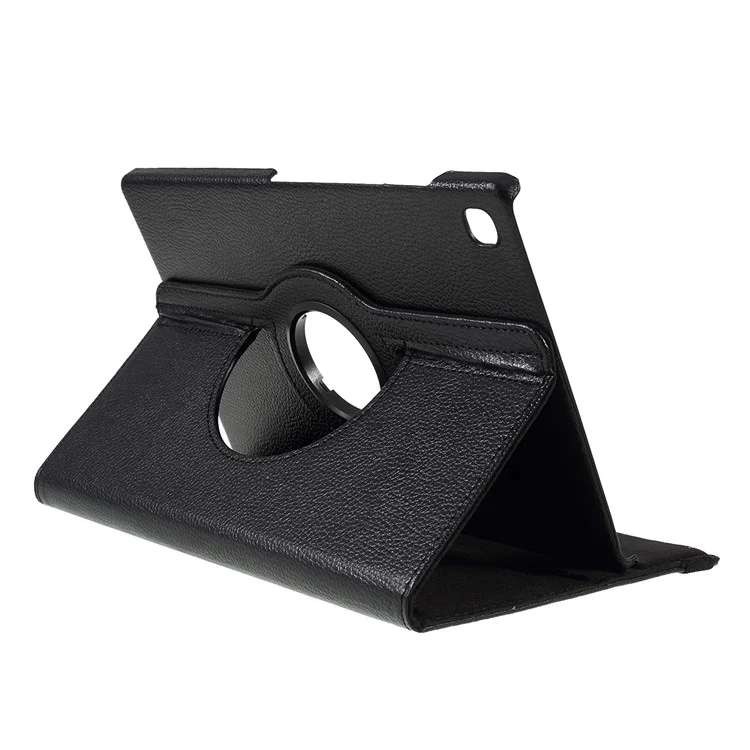 Para Samsung Galaxy Tab S5e SM-T720 Funda de protección de cuero con textura de litchi [con soporte giratorio de 360 grados] - Negro