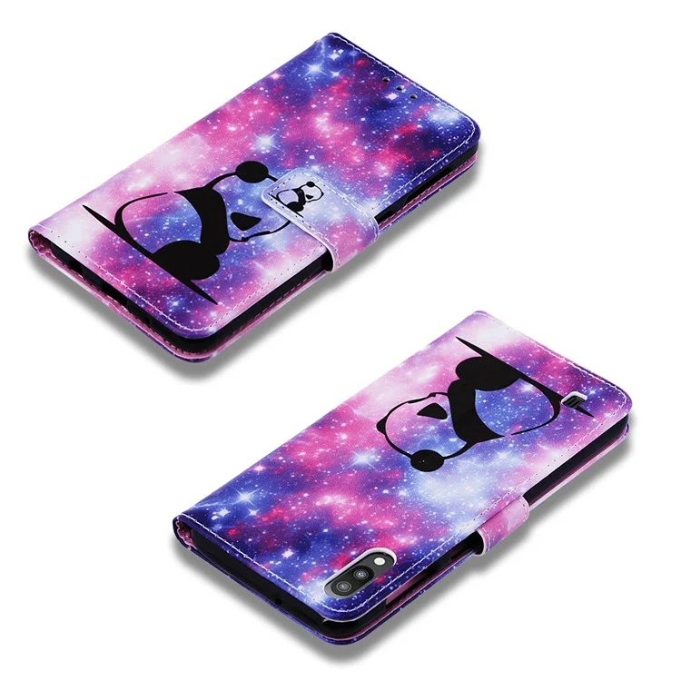 Estuche de Billetera de Cuero de Impresión de Patrones Para Samsung Galaxy A10/M10 - Panda