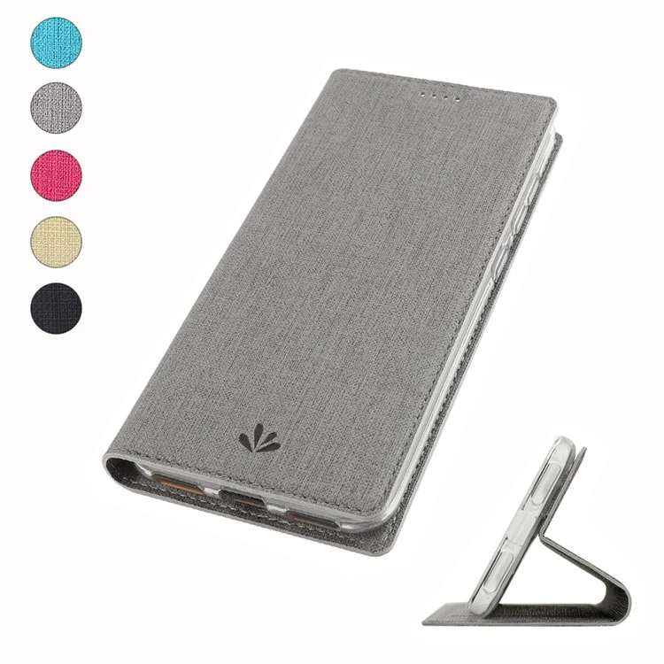 VILI DMX Cross Texture Stand Leather Card Holder Case for Samsung Galaxy A40 - Grey