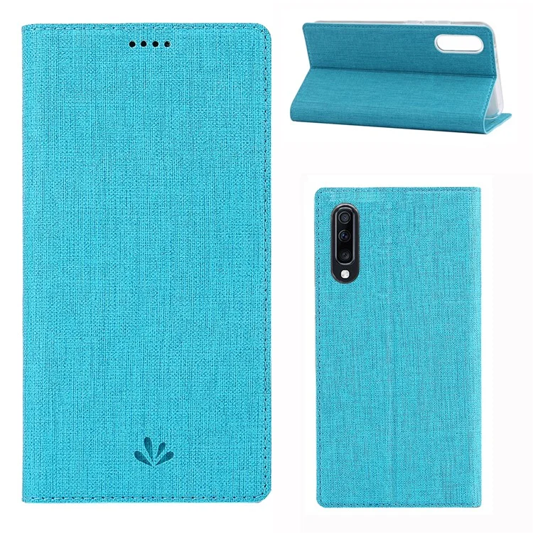 VILI DMX Cross Texture Stand Leather Card Holder Case for Samsung Galaxy A50 - Blue