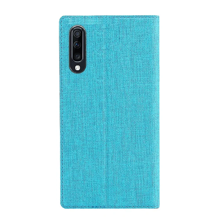VILI DMX Cross Texture Stand Leather Card Holder Case for Samsung Galaxy A50 - Blue