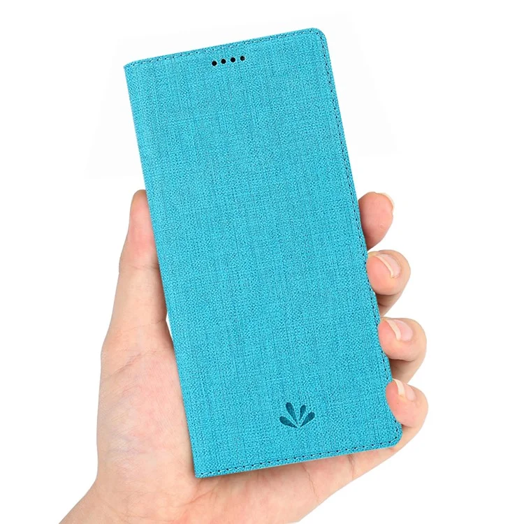 VILI DMX Cross Texture Stand Leather Card Holder Case for Samsung Galaxy A50 - Blue