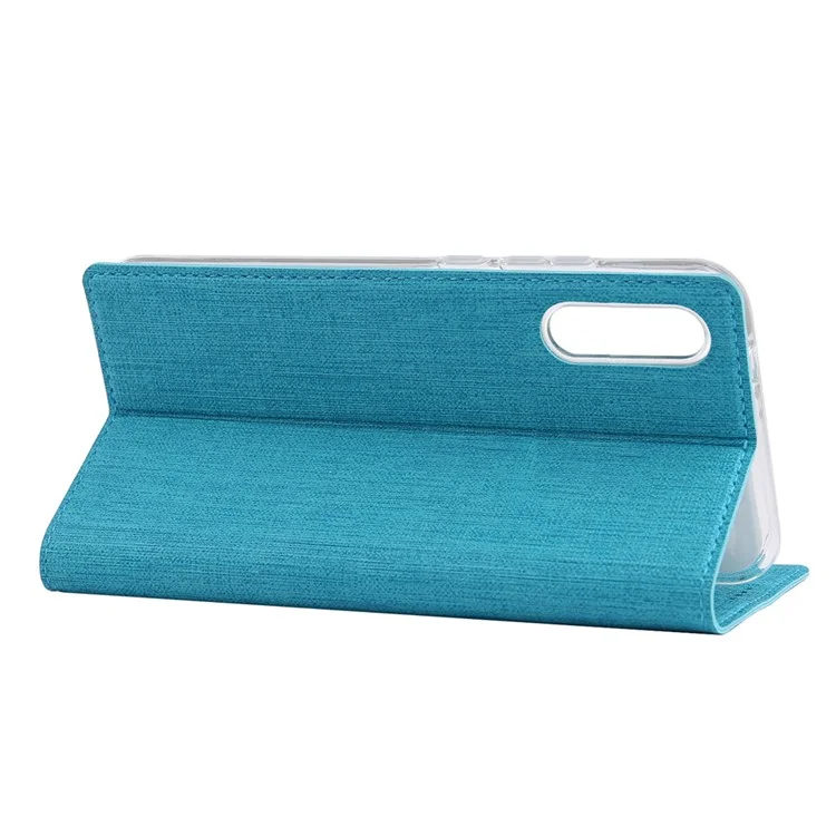 VILI DMX Cross Texture Stand Leather Card Holder Case for Samsung Galaxy A50 - Blue