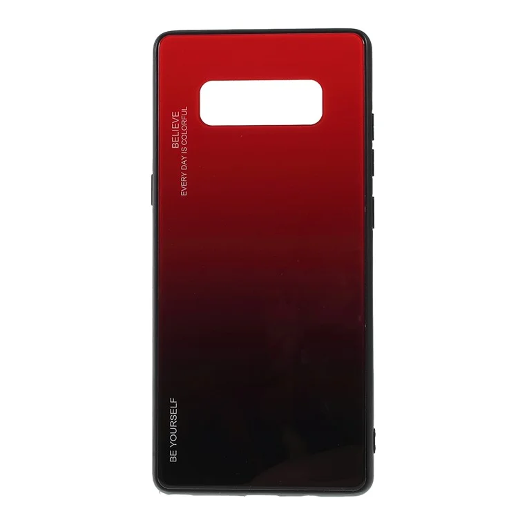 Gradient-Farbiges Glas + PC + TPU-Hybrid-Mobiltelefon-Gehäuse für Samsung Galaxy Note 8 N950 - Rot / Schwarz