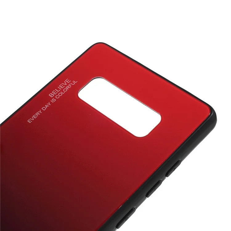 Gradient-Farbiges Glas + PC + TPU-Hybrid-Mobiltelefon-Gehäuse für Samsung Galaxy Note 8 N950 - Rot / Schwarz