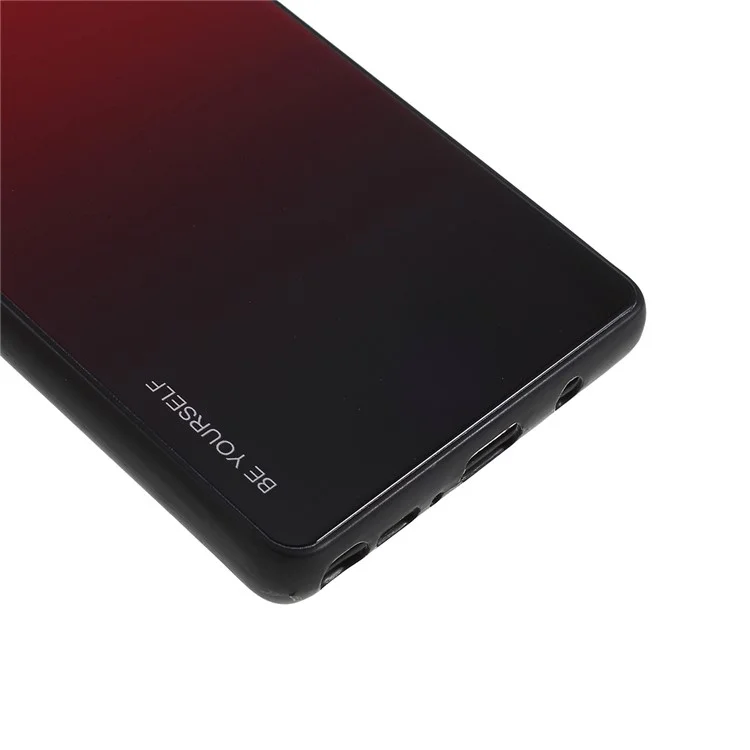 Gradient-Farbiges Glas + PC + TPU-Hybrid-Mobiltelefon-Gehäuse für Samsung Galaxy Note 8 N950 - Rot / Schwarz