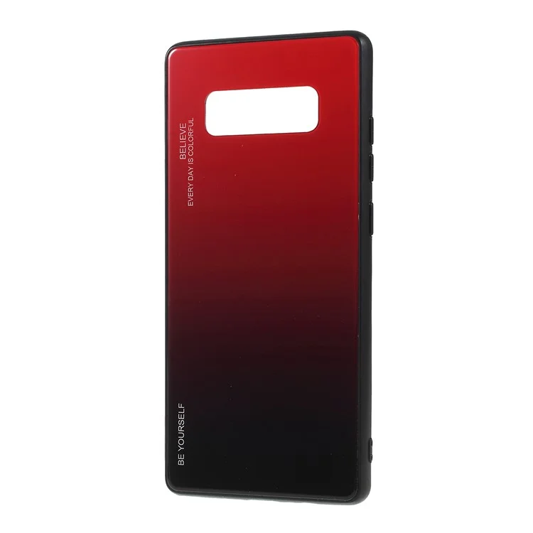 Gradient-Farbiges Glas + PC + TPU-Hybrid-Mobiltelefon-Gehäuse für Samsung Galaxy Note 8 N950 - Rot / Schwarz