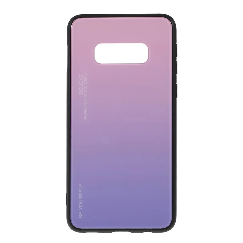 Gradient Color Glass + PC + TPU Phone Case for Samsung Galaxy S10e - Pink / Purple