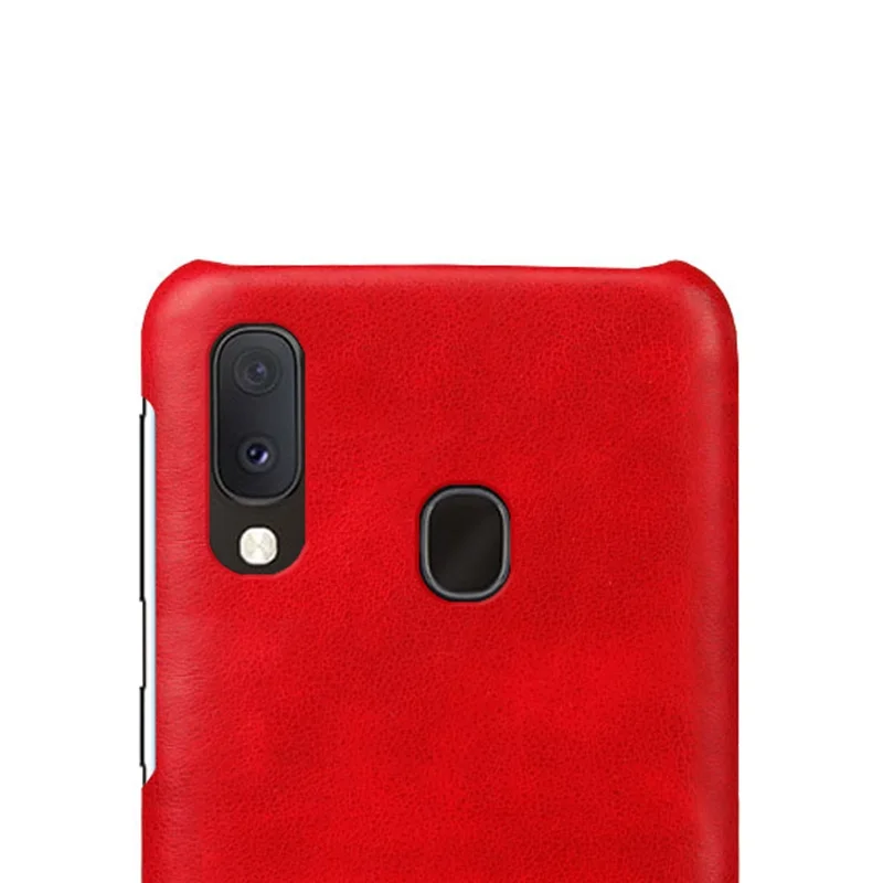 Crazy Horse PU Leather Coated Plastic Case for Samsung Galaxy A20e - Red