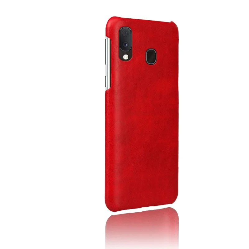 Crazy Horse PU Leather Coated Plastic Case for Samsung Galaxy A20e - Red