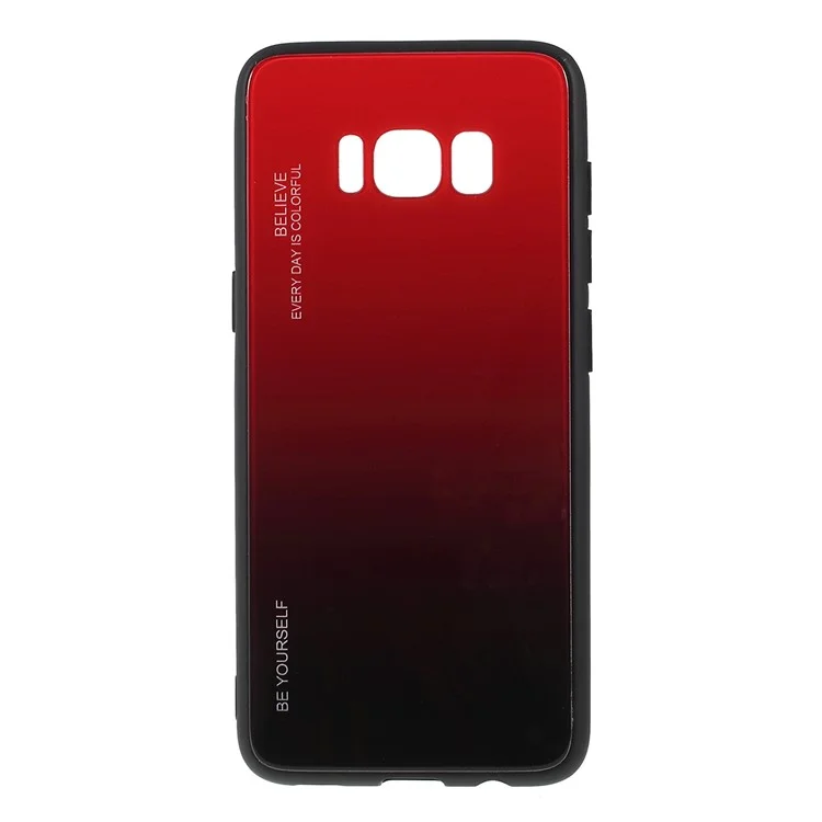 Gradient Color Glass + PC + TPU Phone Case for Samsung Galaxy S8 G950 - Red / Black