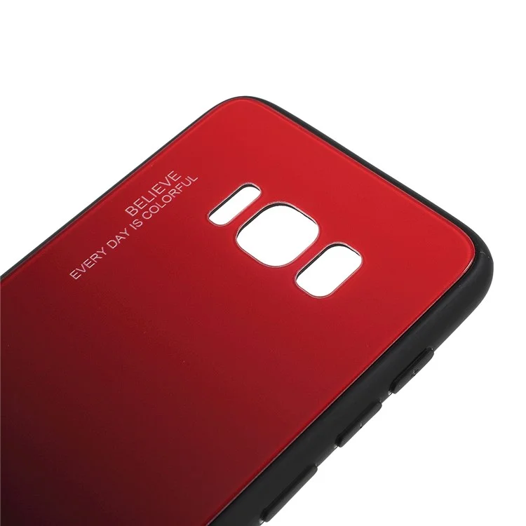 Vetro a Colori Gradiente + PC + Custodia Per Telefono TPU Per Samsung Galaxy S8 G950 - Rosso / Nero