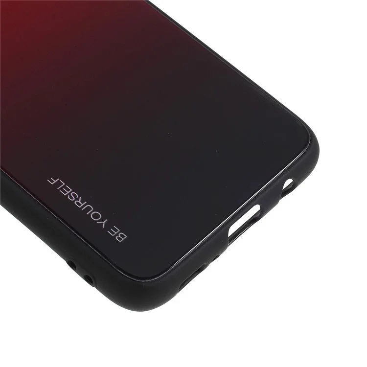 Vetro a Colori Gradiente + PC + Custodia Per Telefono TPU Per Samsung Galaxy S8 G950 - Rosso / Nero