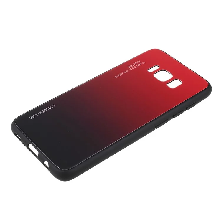 Градиентный стеклянный + ПК + ТПУ чехол для телефона для Samsung Galaxy S8 G950 - красный / черный