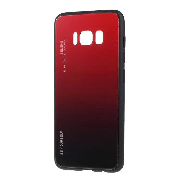 Gradient Color Glass + PC + TPU Phone Case for Samsung Galaxy S8 G950 - Red / Black