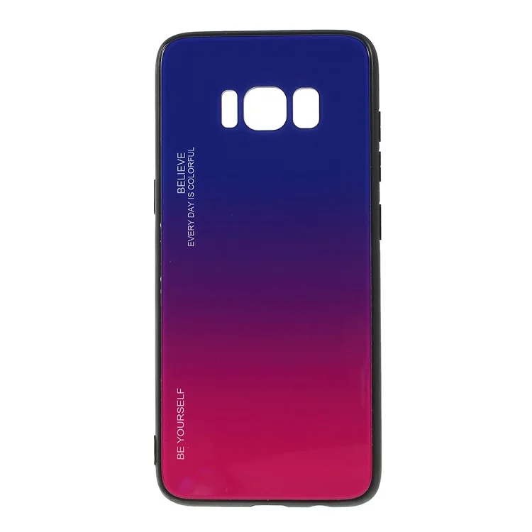 Gradient Color Glass + PC + TPU Phone Case for Samsung Galaxy S8 G950 - Blue / Rose