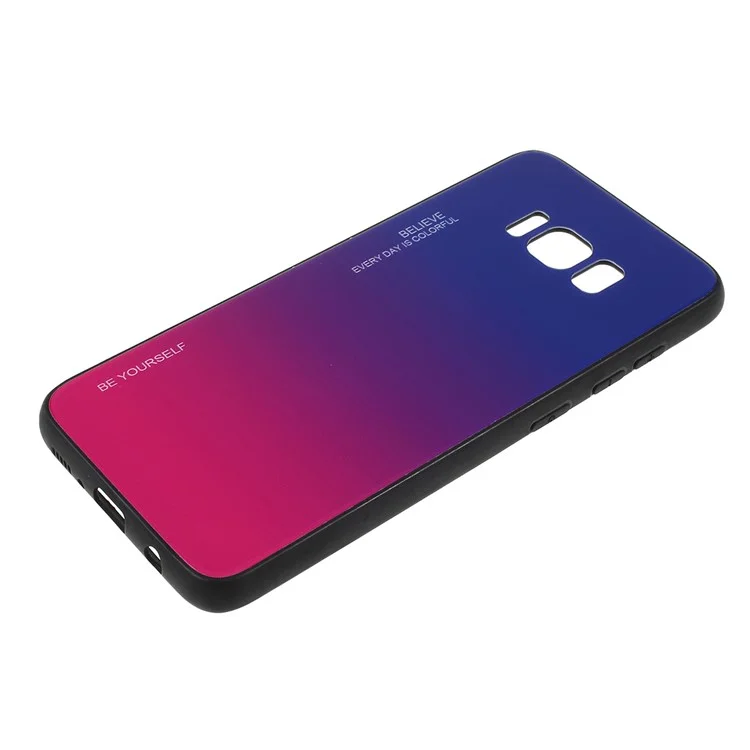 Gradient Color Glass + PC + TPU Phone Case for Samsung Galaxy S8 G950 - Blue / Rose