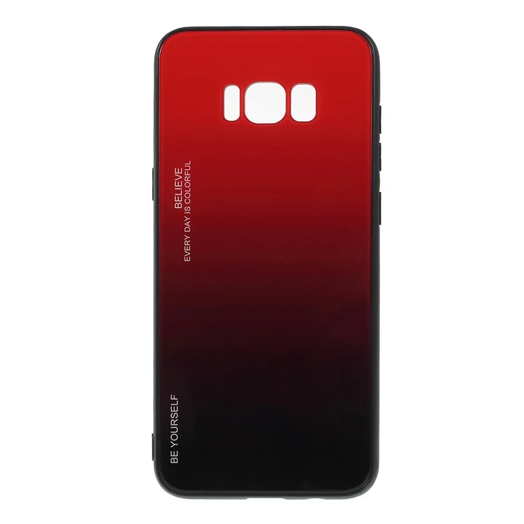 Couleur de Dégradé Verre + PC + TPU Téléphone Pour Samsung Galaxy S8 Plus G955 - Rouge / le Noir