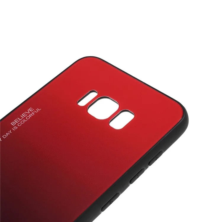 Gradiente Color Glass + PC + TPU Caixa de Telefone Para Samsung Galaxy S8 Plus G955 - Vermelho / Preto