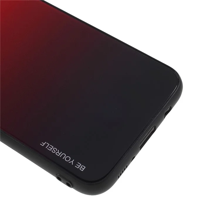 Couleur de Dégradé Verre + PC + TPU Téléphone Pour Samsung Galaxy S8 Plus G955 - Rouge / le Noir