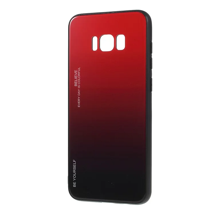 Gradiente Color Glass + PC + TPU Caixa de Telefone Para Samsung Galaxy S8 Plus G955 - Vermelho / Preto