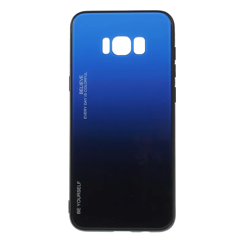 Gradient Color Glass + PC + TPU Phone Case for Samsung Galaxy S8 Plus G955 - Blue / Black
