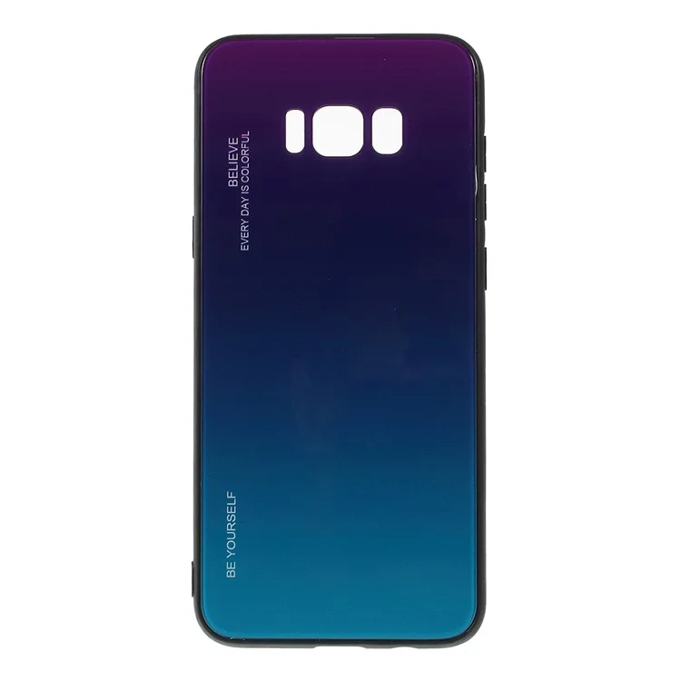 Gradient Color Glass + PC + TPU Phone Case for Samsung Galaxy S8 Plus G955 - Purple / Blue