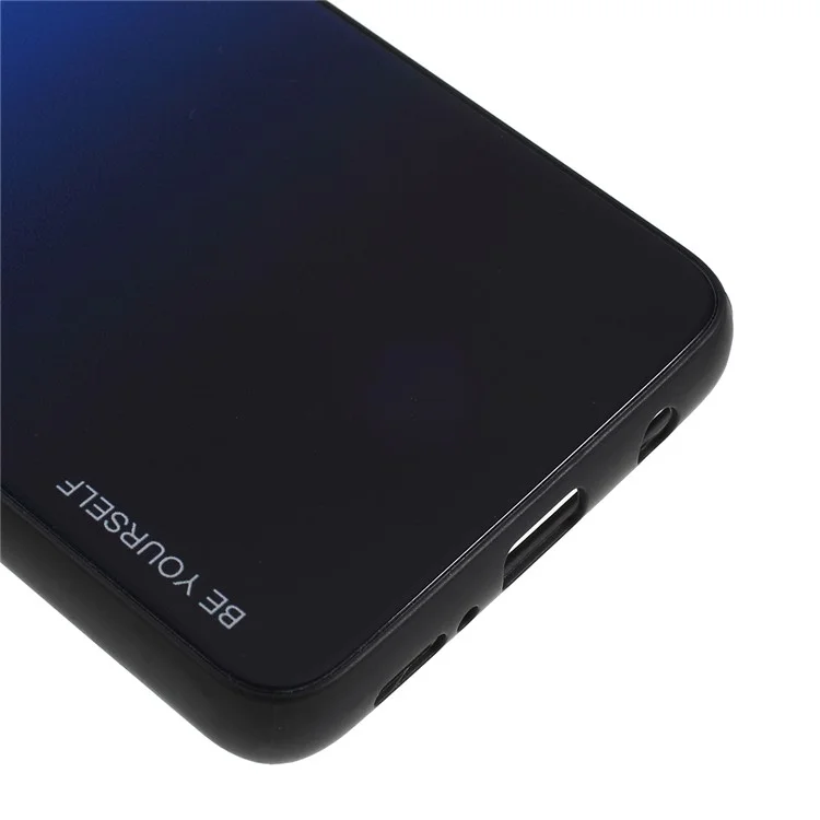 Capa de telefone com Gradiente de Cor de Vidro + PC + TPU para Samsung Galaxy S9 G960 - Azul / Preto
