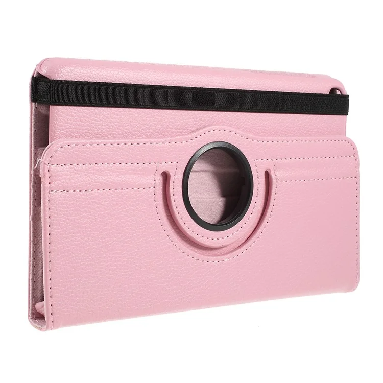 For Samsung Galaxy Tab A 8.0 (2019) with S Pen P200 P205 Litchi Texture Leather Protection Tablet Cover [With 360 Degree Rotary Stand] - Pink