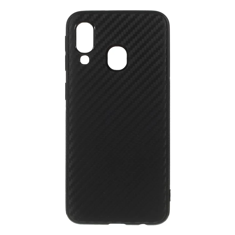 Shell de Teléfono Móvil TPU de Fibra de Carbono Para Samsung Galaxy A40 - Negro