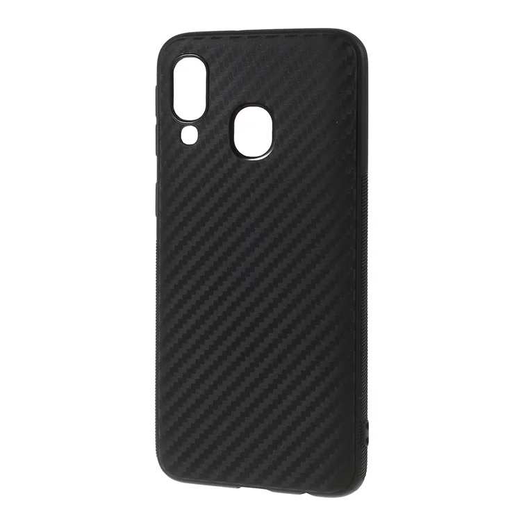 Fibra de Carbono TPU Celular Shell Para Samsung Galaxy A40 - Preto