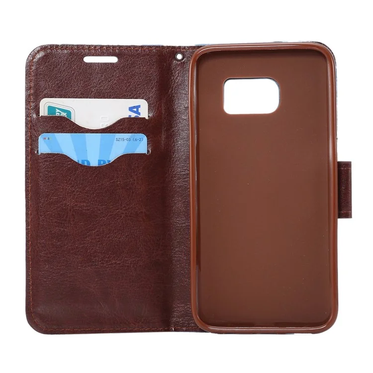 Jeans Cloth Leather Stand Case for Samsung Galaxy S7 Edge G935 - Light Blue
