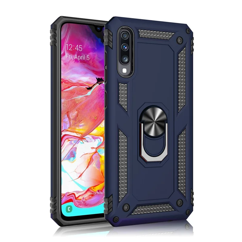 Hybrid PC TPU Kickstand Armor Phone Casing for Samsung Galaxy A70 - Blue