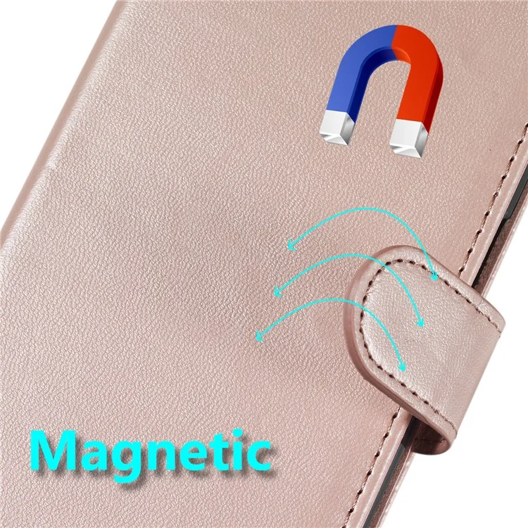 Solid Color Leather Wallet Stand Phone Case Cover for Samsung Galaxy A40 - Light Pink