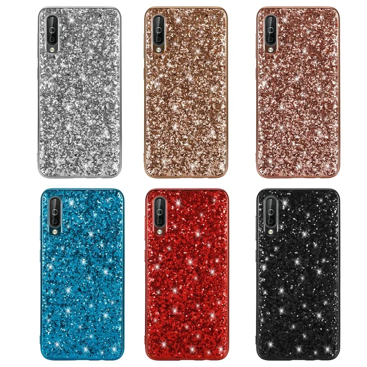 Boîtier De Téléphonie Hybride TPU PC De Paillettes Scintillantes Pour Samsung Galaxy A50 / A50S / A30S - Bleu