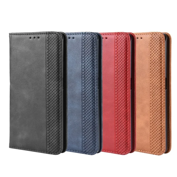 Auto-absorbiertes Vintage-stil PU Leder Brieftasche Für Samsung Galaxy A80 / A90 - Schwarz