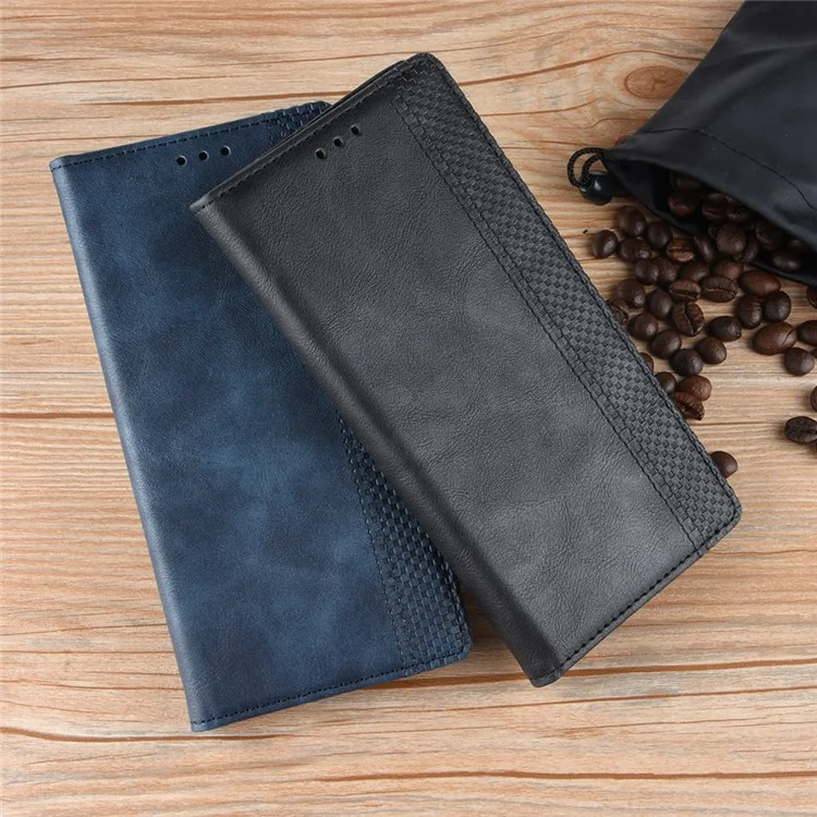 Auto-absorbiertes Vintage-stil PU Leder Brieftasche Für Samsung Galaxy A80 / A90 - Schwarz