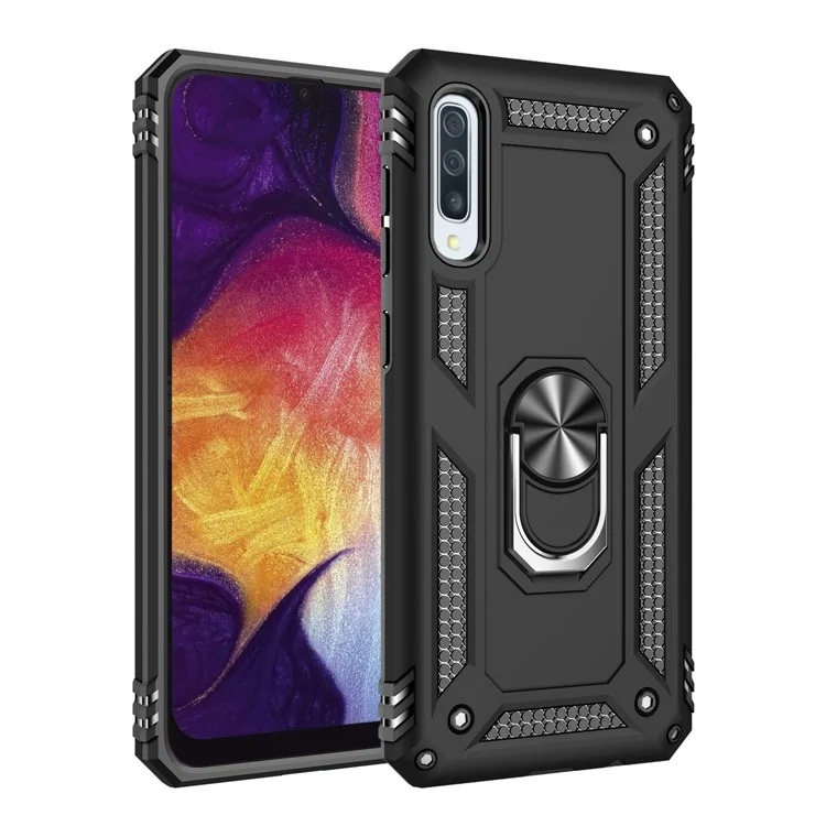 Hybrid PC TPU Kickstand Armor Phone Casing for Samsung Galaxy A50 / A50s / A30s - Black