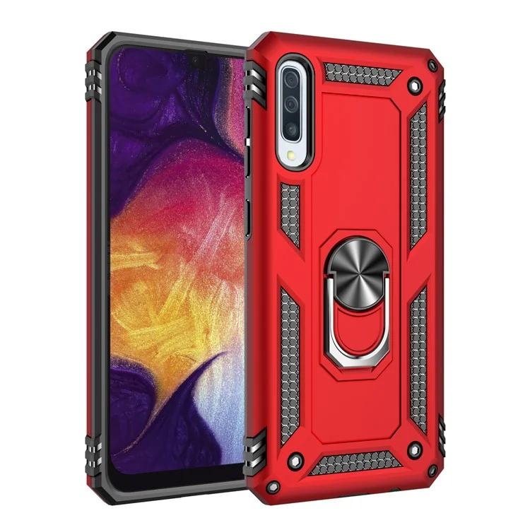 Hybrid PC TPU Kickstand Armor Phone Casing for Samsung Galaxy A50 / A50s / A30s - Red