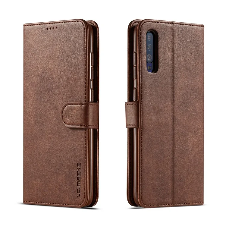 LC.IMEEKE Leather Wallet Case for Samsung Galaxy A70 - Coffee