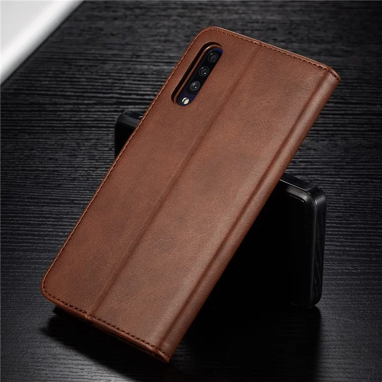 LC.IMEEKE Leather Wallet Case for Samsung Galaxy A70 - Coffee