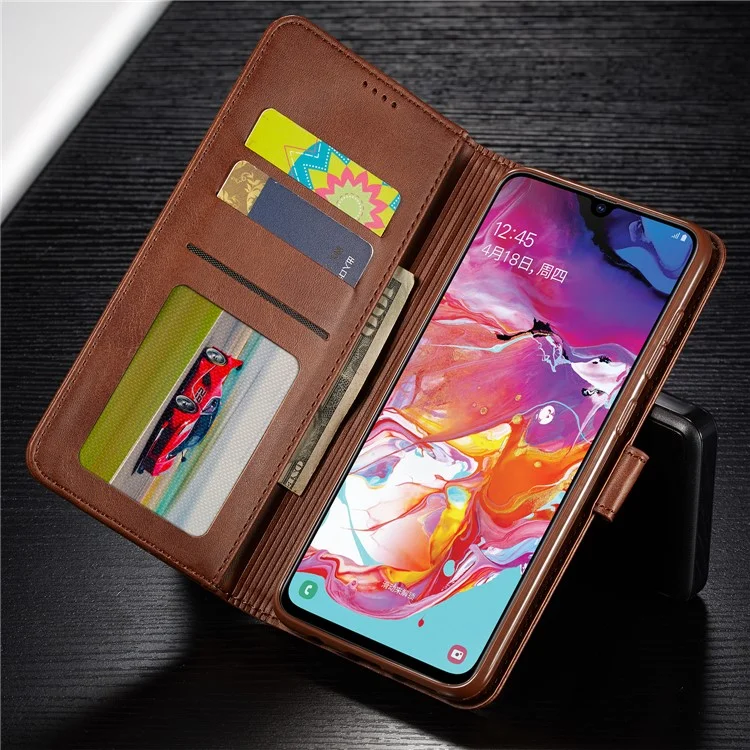 LC.IMEEKE Leather Wallet Case for Samsung Galaxy A70 - Coffee