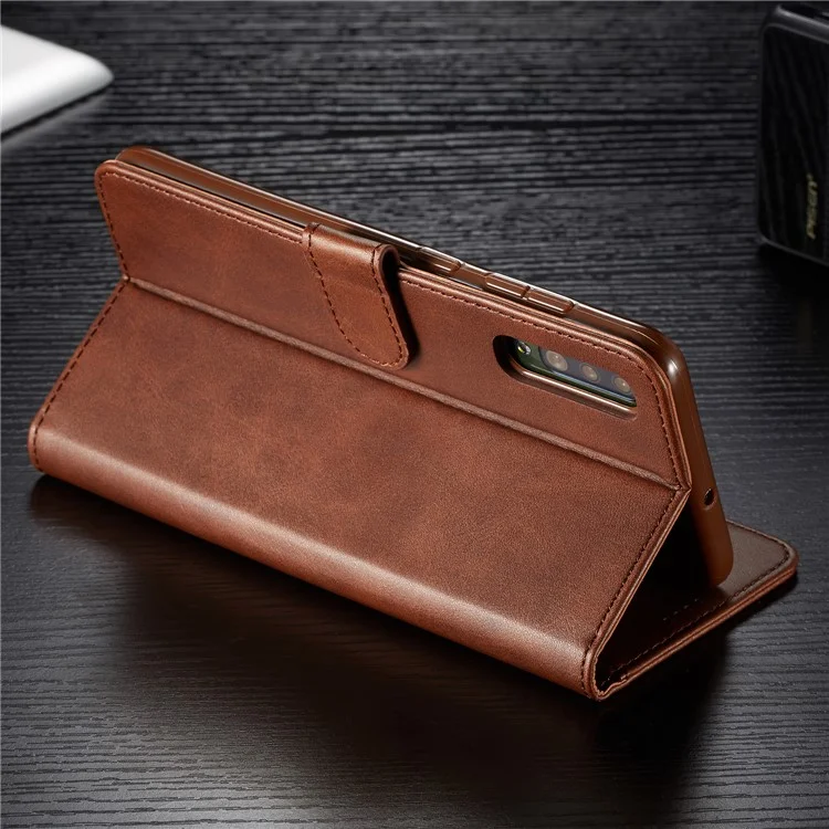 LC.IMEEKE Leather Wallet Case for Samsung Galaxy A70 - Coffee