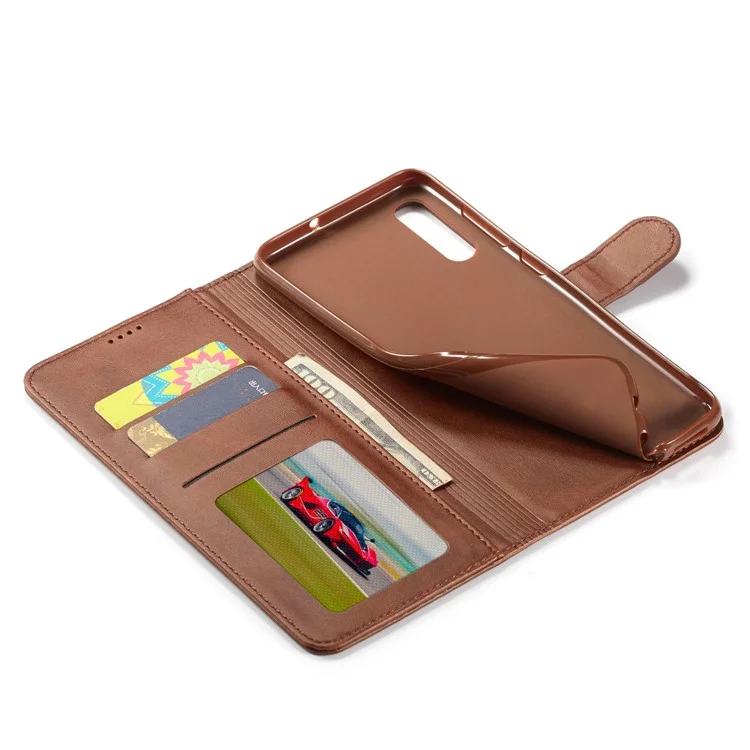 LC.IMEEKE Leather Wallet Case for Samsung Galaxy A70 - Coffee