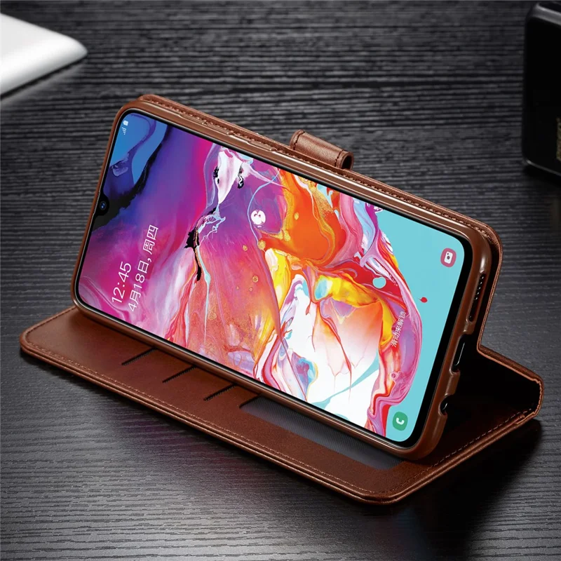 LC.IMEEKE Leather Wallet Case for Samsung Galaxy A50/A50s/A30s - Coffee