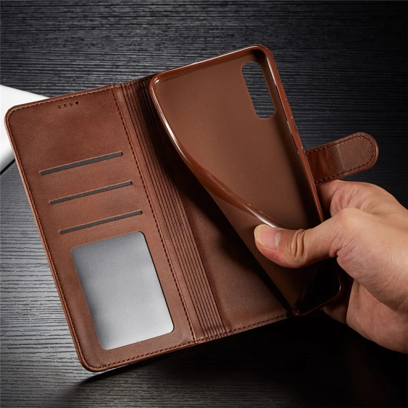 LC.IMEEKE Leather Wallet Case for Samsung Galaxy A50/A50s/A30s - Coffee