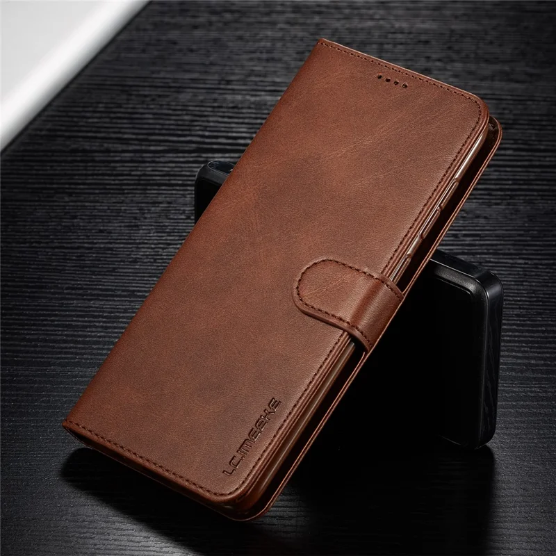 LC.IMEEKE Leather Wallet Case for Samsung Galaxy A50/A50s/A30s - Coffee